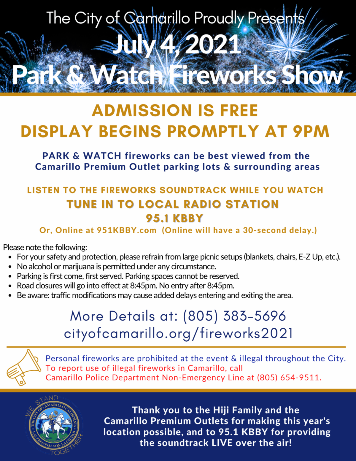City of Camarillo's 4th of July Fireworks Show at Camarillo Premium